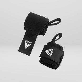 Wrist Wraps i sort fra MakeIt på lysegrå baggrund